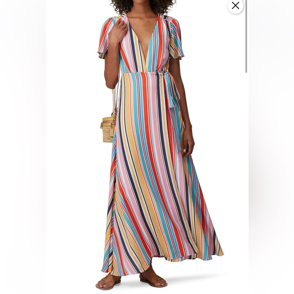 Louna Wrap Dress Striped Size Medium Low Cut SO CUTE New Without Tags Maxi Flowy